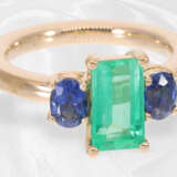 Ring: massiv gefertigter Smaragd/Saphir-Goldschmiedering in feinster Qualität - photo 3