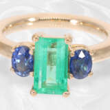 Ring: massiv gefertigter Smaragd/Saphir-Goldschmiedering in feinster Qualität - photo 4