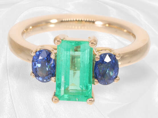 Ring: massiv gefertigter Smaragd/Saphir-Goldschmiedering in feinster Qualität - Foto 4