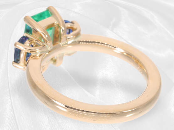 Ring: massiv gefertigter Smaragd/Saphir-Goldschmiedering in feinster Qualität - Foto 1