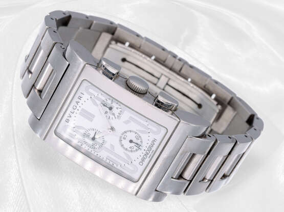 Armbanduhr: hochwertige Bvlgari Designer-Uhr, Herren Edelstahl-Chronograph "Rettangolo" - фото 1
