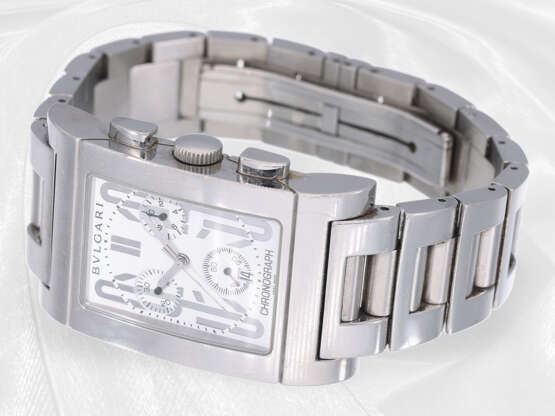 Armbanduhr: hochwertige Bvlgari Designer-Uhr, Herren Edelstahl-Chronograph "Rettangolo" - photo 2