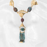 Kette/Collier: sehr interessante Goldkette mit Türkis-Figur und Scarabäen, vermutlich Art déco - Foto 3