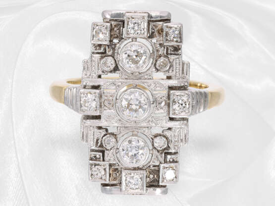 Ring: ausgefallener Art déco Damenring mit Diamantbesatz - Foto 1