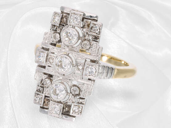 Ring: ausgefallener Art déco Damenring mit Diamantbesatz - Foto 2