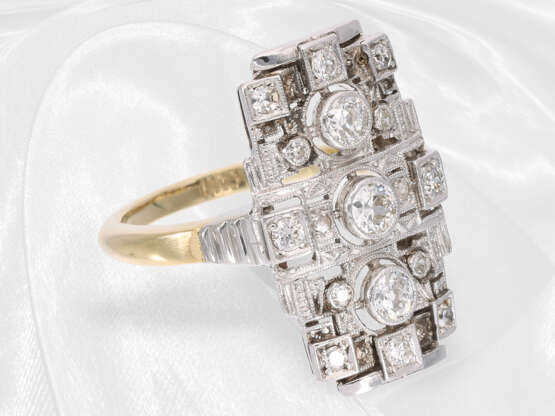Ring: ausgefallener Art déco Damenring mit Diamantbesatz - Foto 3