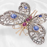 Brosche/Nadel: äußerst dekorative Rubin-/Saphir- und Diamant-Insektenbrosche, seltene antike Handarbeit - фото 4