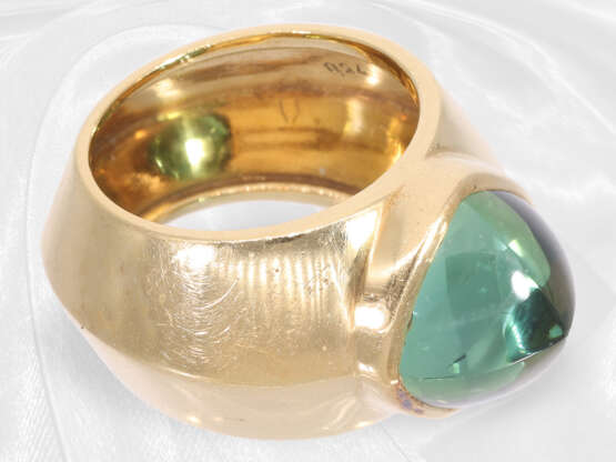 Ring: vintage Goldschmiedering mit großem grünen Turmalin, Brahmfeld & Gutruf Hamburg - Foto 2