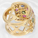 Ring: sehr breiter und dekorativer multicolor Cocktailring/Designer-Goldschmiedering mit Saphiren und Brillanten, ca. 4ct, 18K Gold - фото 4