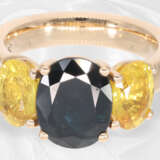 Ring: solide Goldschmiedearbeit mit blauem sowie gelben Saphirbesatz, Handarbeit aus 18K Gold - photo 3