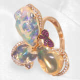 Ring: äußert dekorativer Designer-Blütenring mit Opal-, Rubin- und Brillantbesatz, Neuware - фото 5