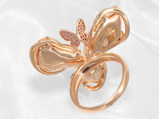 Ring: äußert dekorativer Designer-Blütenring mit Opal-, Rubin- und Brillantbesatz, Neuware - фото 6