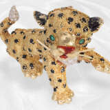 Brosche/Nadel: außergewöhnliche Goldschmiedearbeit mit Diamanten "Junger Leopard", Frascarolo ca. 1960 - photo 2