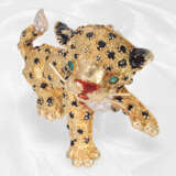 Brosche/Nadel: außergewöhnliche Goldschmiedearbeit mit Diamanten "Junger Leopard", Frascarolo ca. 1960 - photo 3