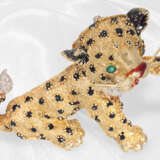 Brosche/Nadel: außergewöhnliche Goldschmiedearbeit mit Diamanten "Junger Leopard", Frascarolo ca. 1960 - photo 4