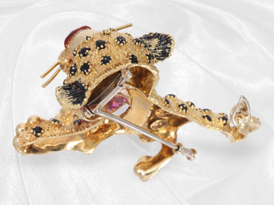 Brosche/Nadel: außergewöhnliche Goldschmiedearbeit mit Diamanten "Junger Leopard", Frascarolo ca. 1960 - Foto 5