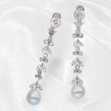 Ohrschmuck: feine antike Ohrclips mit großen Diamantrosen sowie Altschliffdiamanten und Perlen - photo 1
