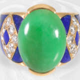 Ring: ausgefallener und interessant gearbeiteter vintage Designer-Ring, 18K Gold mit Jade und Brillanten - photo 2