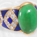 Ring: ausgefallener und interessant gearbeiteter vintage Designer-Ring, 18K Gold mit Jade und Brillanten - Foto 3