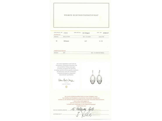 Ohrschmuck: weißgoldener, moderner und sehr hochwertiger Brillant-Ohrschmuck aus dem Hause Wempe, mit Zertifikat - Foto 3