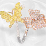 Ring: ausgefallener Tricolor-Brillantring mit schönem Blüten/Schmetterling-Motiv, insg. ca. 1,95ct - фото 5