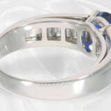 Ring: feiner Platinring mit intensiv blauem Saphir und 0,83ct Diamanten, neuwertig - Foto 5
