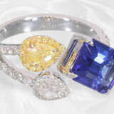 Ring: dekorativer Designer-Tansanit/Diamant-Goldschmiedering, ca. 4,03ct, Neuware - photo 2