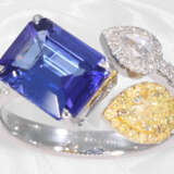 Ring: dekorativer Designer-Tansanit/Diamant-Goldschmiedering, ca. 4,03ct, Neuware - photo 3