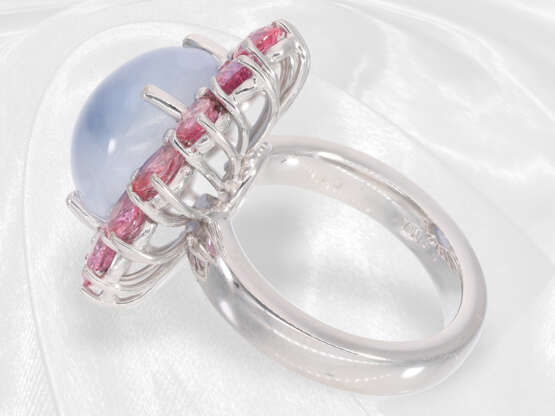 Ring: attraktiver, hochwertiger Goldschmiedering mit außergewöhnlich großem Sternsaphir von ca.10ct sowie pinken Padparadscha-Saphiren - фото 4