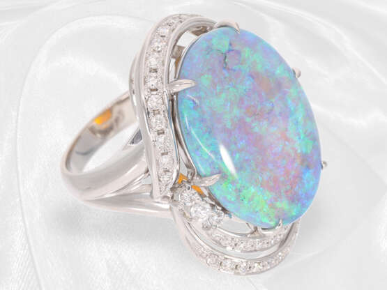 Ring: unikate Goldschmiedearbeit mit großem Edelopal, 14,12ct, Platin - photo 2