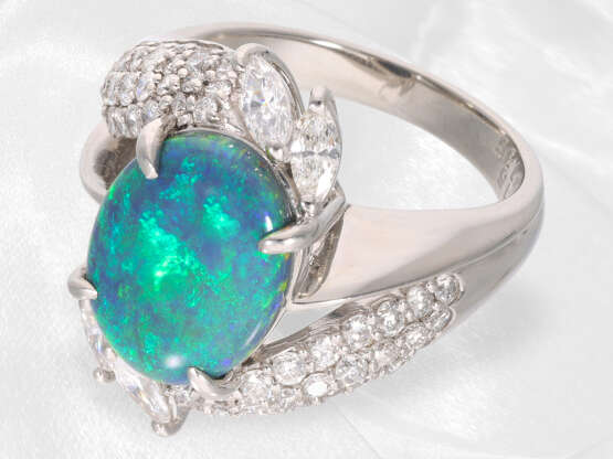 Ring: extravaganter Opal/Diamantring, vintage, Platin, ungetragen - Foto 2