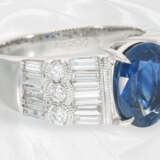 Ring: sehr teurer Platinring mit Ceylon-Saphir und feinen Diamanten, neuwertig - photo 2