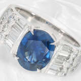 Ring: sehr teurer Platinring mit Ceylon-Saphir und feinen Diamanten, neuwertig - Foto 5