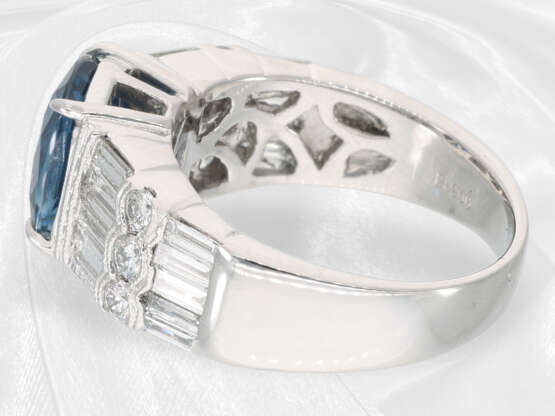 Ring: sehr teurer Platinring mit Ceylon-Saphir und feinen Diamanten, neuwertig - Foto 6