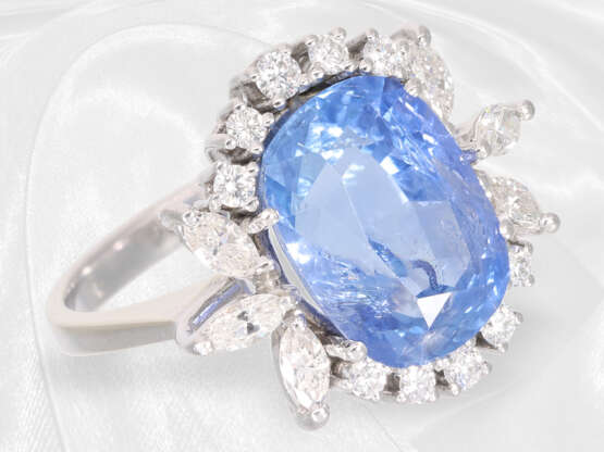 Ring: sehr hochwertiger Saphir/Diamantring mit unbehandelten Ceylon-Saphir, 12,18ct "NO HEAT" - фото 4