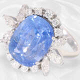 Ring: sehr hochwertiger Saphir/Diamantring mit unbehandelten Ceylon-Saphir, 12,18ct "NO HEAT" - Foto 5