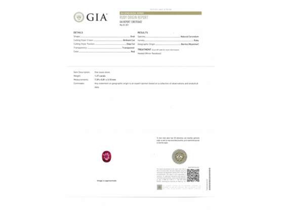 Ring: exklusiver Platinring mit Burma-Rubin und reichem Brillantbesatz, GIA-Zertifikat - photo 6