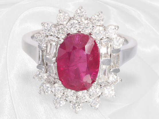 Ring: ehemals teurer Rubin/Diamant-Goldschmiedering, Burma-Rubin 2,89ct "NO HEAT", mit Gemstone-Report - photo 2