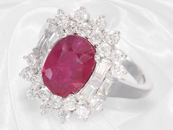 Ring: ehemals teurer Rubin/Diamant-Goldschmiedering, Burma-Rubin 2,89ct "NO HEAT", mit Gemstone-Report - фото 4