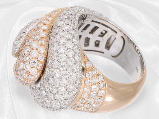Ring: handgearbeiteter, breiter und hochwertiger Designer/Brillant-Goldschmiedering, ca. 3ct, italienische Handarbeit aus 18K Gold - Foto 6