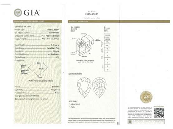 Ring: hochdekorativer Weißgoldring mit seltenem pinken Diamanten von ca. 0,81ct, incl. GIA-Report - фото 7