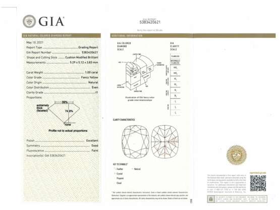 Ring: ungetragener, moderner Weißgoldring mit einem fancy Diamant von 1ct, inklusive GIA-Report - фото 8