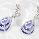 Ohrringe: edle Tansanit/Diamant-Ohrringe, Tansanite von sehr feiner Qualität, ca. 16,22ct - Foto 3