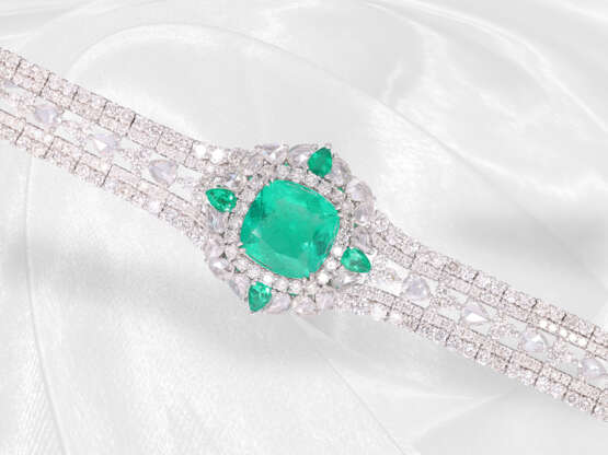 Armband: bedeutendes Smaragd/ Diamantarmband, Columbien ca. 10ct, GRS-Report - Foto 1