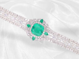 Armband: bedeutendes Smaragd/ Diamantarmband, Columbien ca. 10ct, GRS-Report