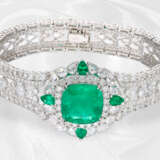 Armband: bedeutendes Smaragd/ Diamantarmband, Columbien ca. 10ct, GRS-Report - Foto 2
