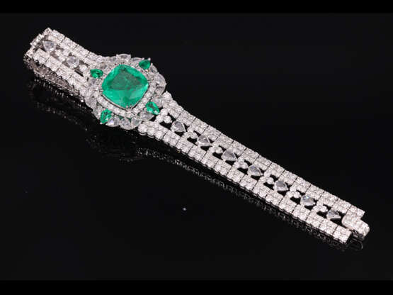 Armband: bedeutendes Smaragd/ Diamantarmband, Columbien ca. 10ct, GRS-Report - фото 6
