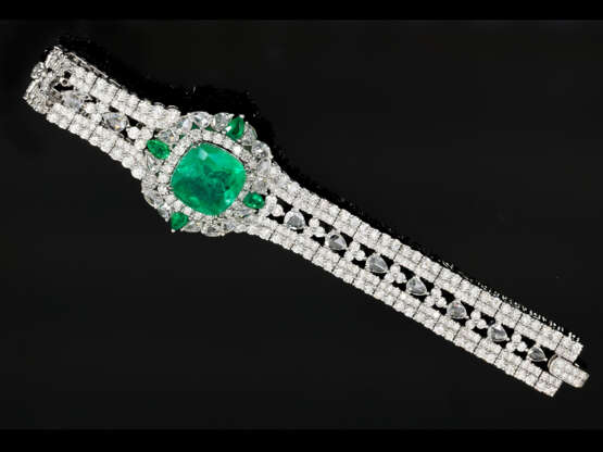 Armband: bedeutendes Smaragd/ Diamantarmband, Columbien ca. 10ct, GRS-Report - фото 7