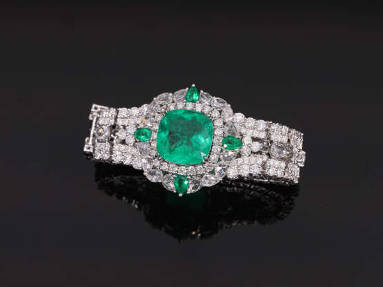 Armband: bedeutendes Smaragd/ Diamantarmband, Columbien ca. 10ct, GRS-Report - Foto 8
