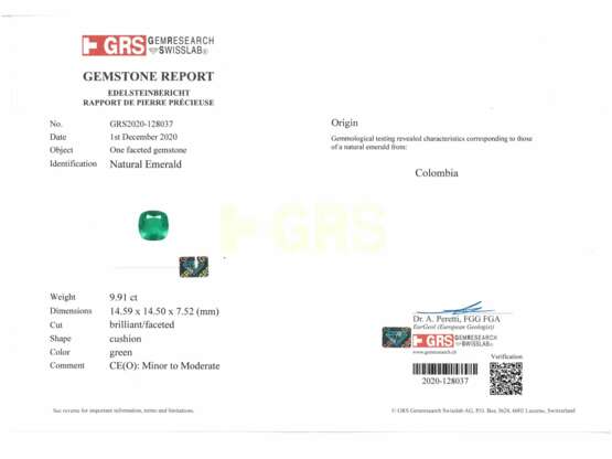 Armband: bedeutendes Smaragd/ Diamantarmband, Columbien ca. 10ct, GRS-Report - photo 9